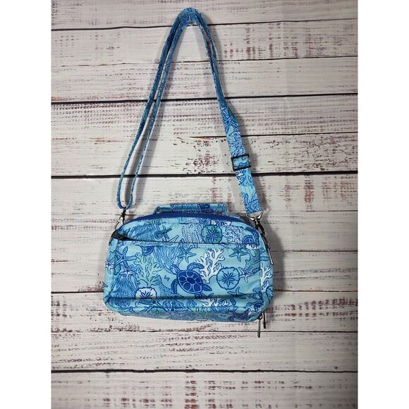 LUG Scoop 2 Blue Ocean Print Quilted Crossbody Organizer Bag Adjustable Strap - Picture 2 of 7